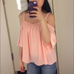 Pink Cold Shoulder Top